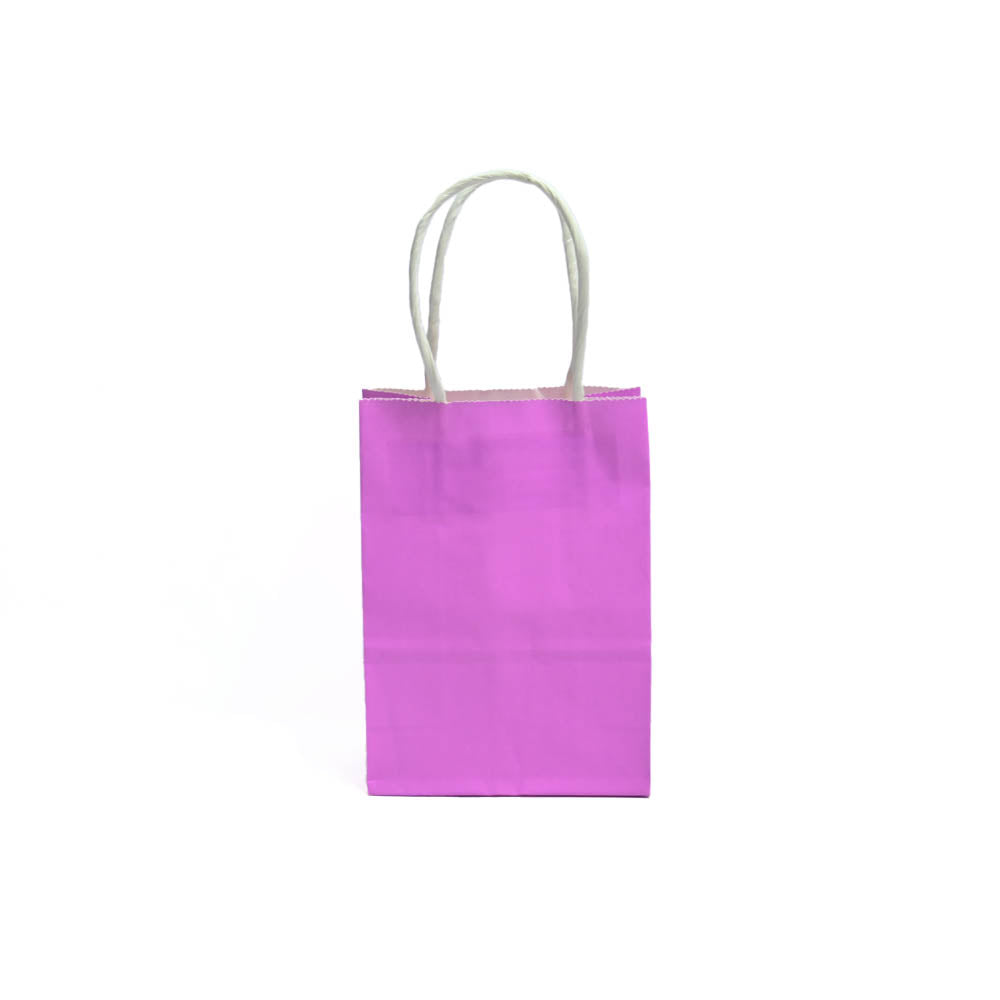 12 Bolsas Colores Kraft 11x14x6cm Boutique Cumpleaños con Asa Color: Morado