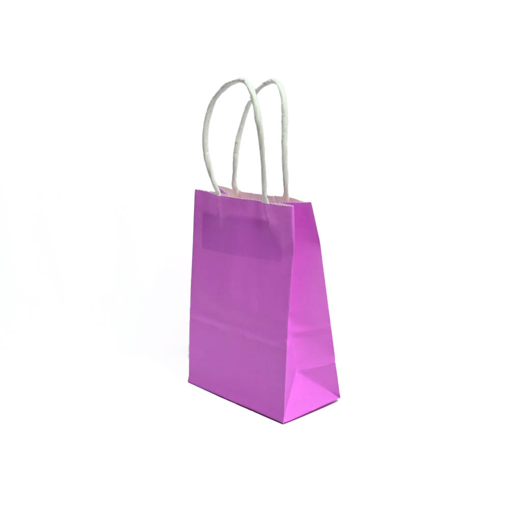 12 Bolsas Colores Kraft 11x14x6cm Boutique Cumpleaños con Asa Color: Morado
