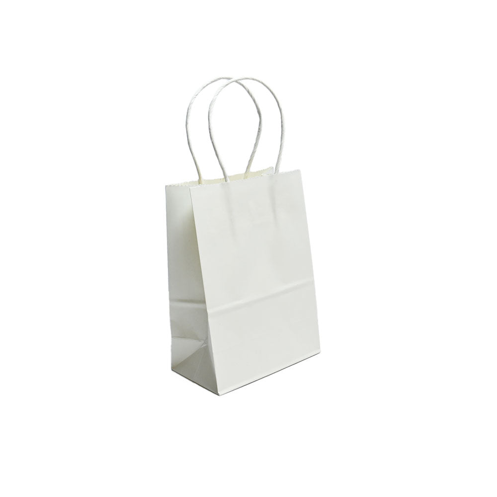 12 Bolsas Colores Kraft 12x15x6cm Boutique Cumpleaños con Asa Color: Blanco