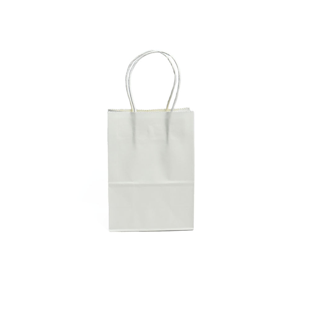 12 Bolsas Colores Kraft 12x15x6cm Boutique Cumpleaños con Asa Color: Blanco