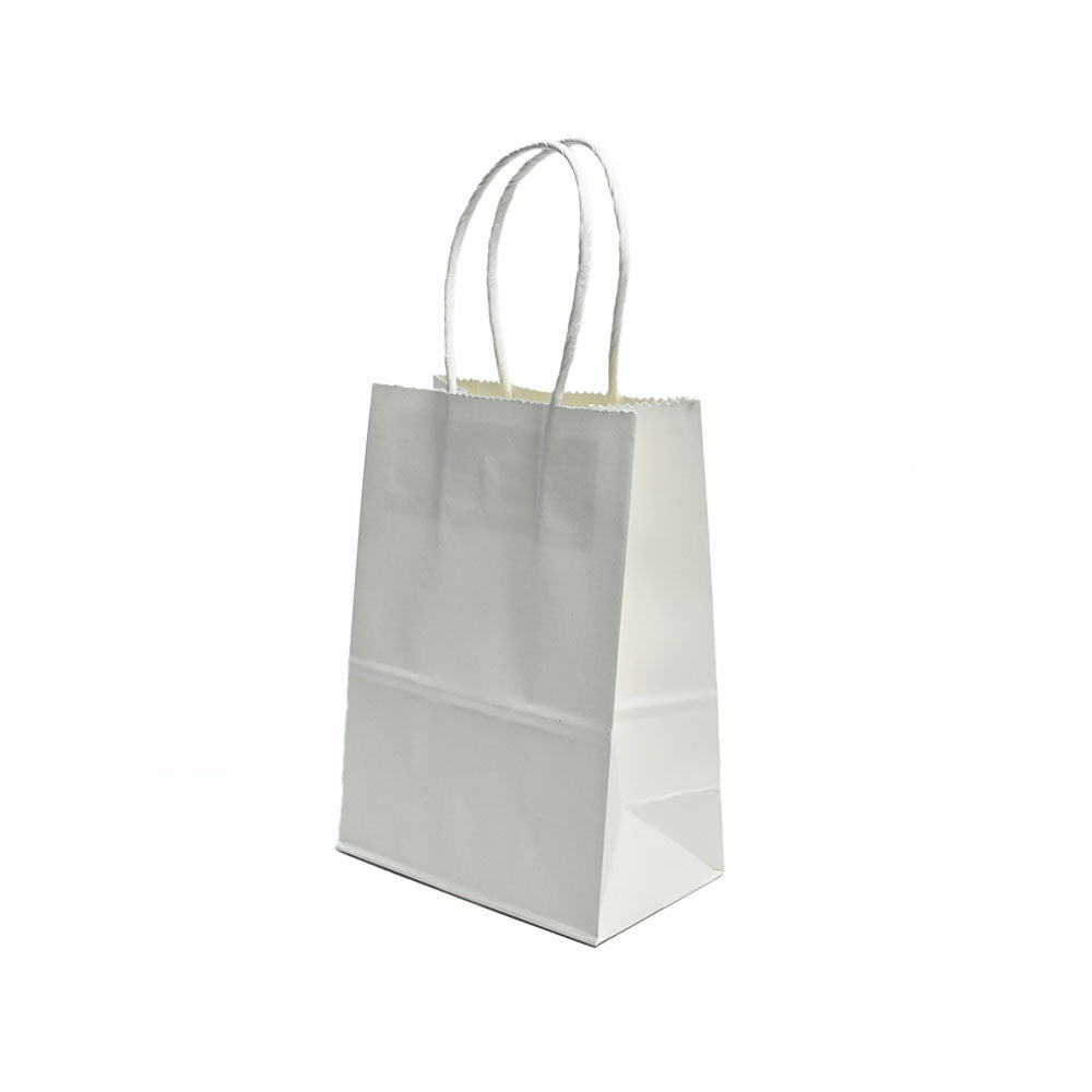 12 Bolsas Colores Kraft 12x15x6cm Boutique Cumpleaños con Asa Color: Blanco