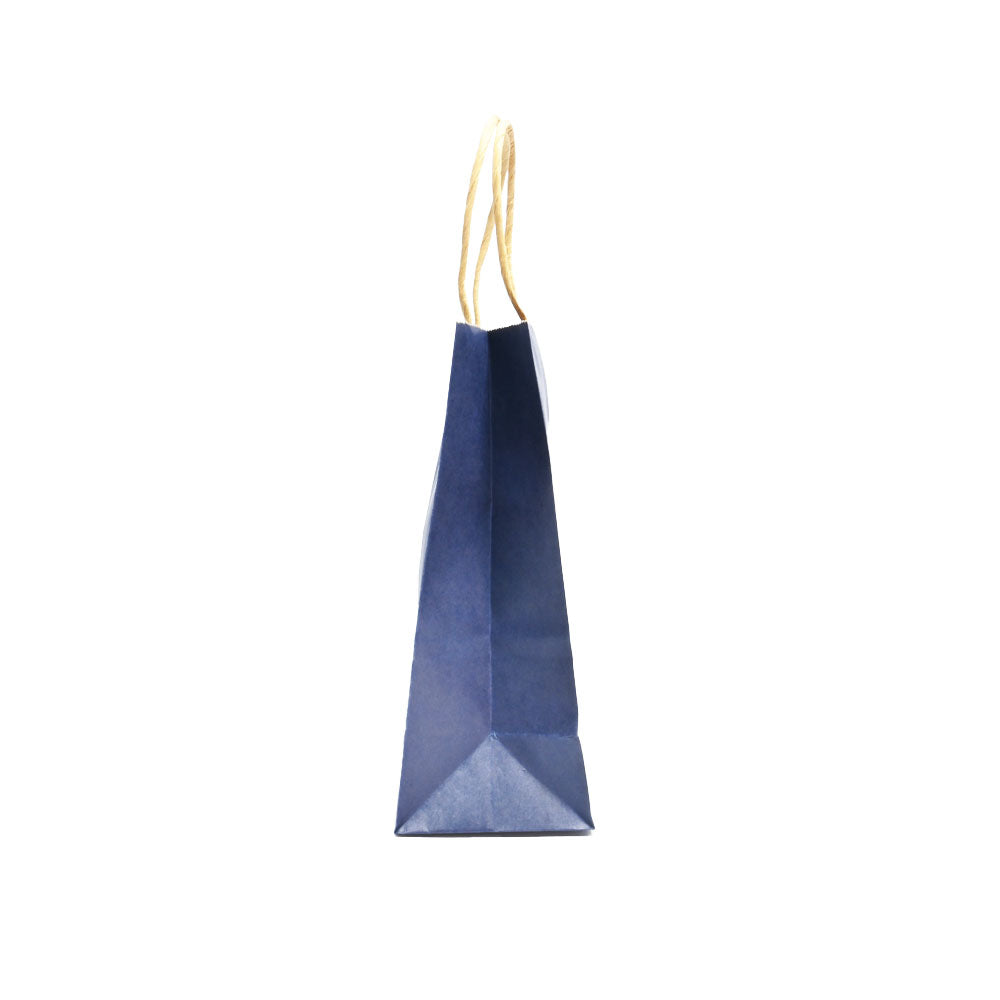 12 Bolsas Colores Kraft 16x21x8cm Boutique Cumpleaños con Asa Color: Azul Marino