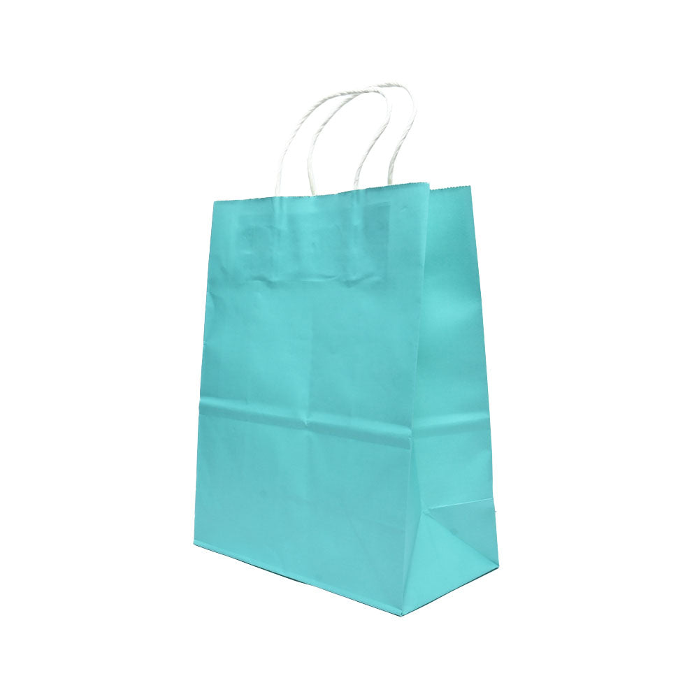 12 Bolsas Colores Kraft 21x27x11 cm Boutique Cumpleaños Color: Celeste