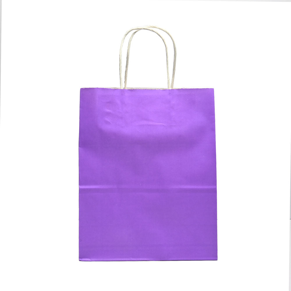 12 Bolsas Colores Kraft 21x27x11 cm Boutique Cumpleaños Color: Lila