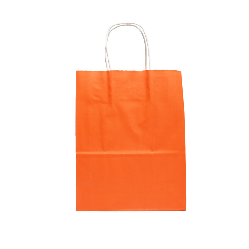 12 Bolsas Colores Kraft 21x27x11 cm Boutique Cumpleaños Color: Naranjo