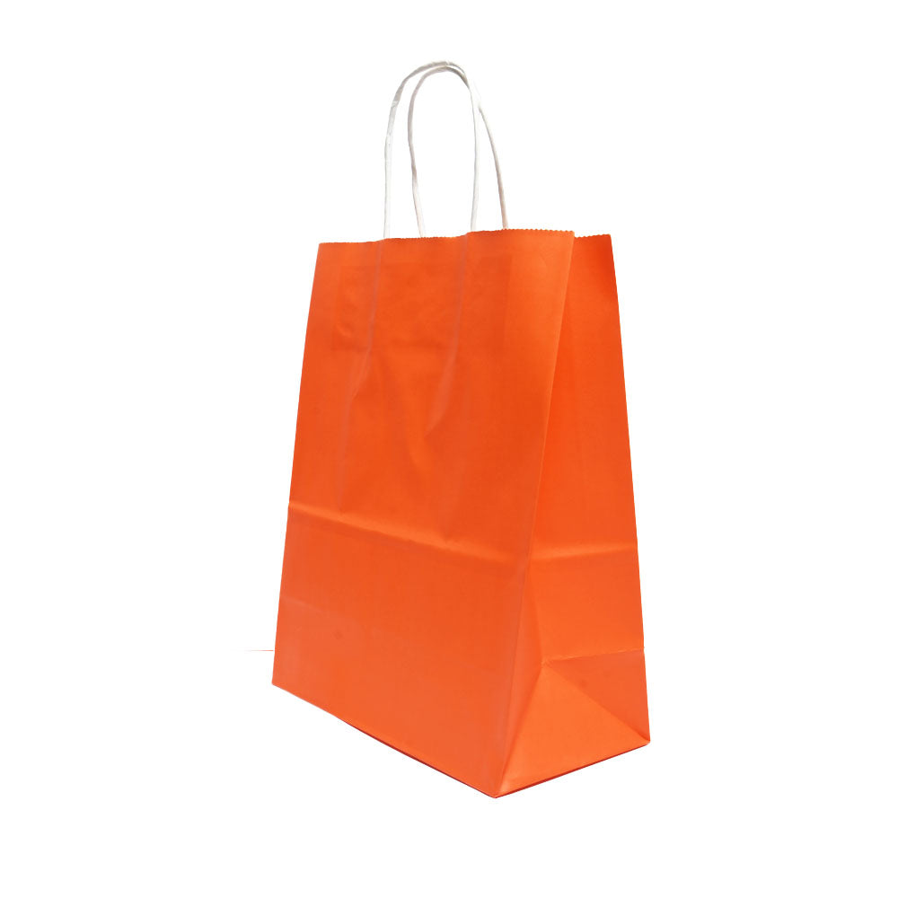 12 Bolsas Colores Kraft 21x27x11 cm Boutique Cumpleaños Color: Naranjo