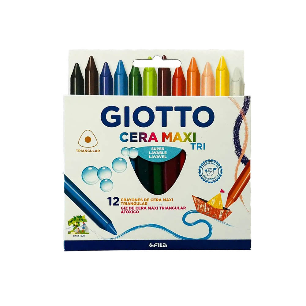 Lápices de Cera Crayones Triangular Cera Maxi 12 Colores Giotto