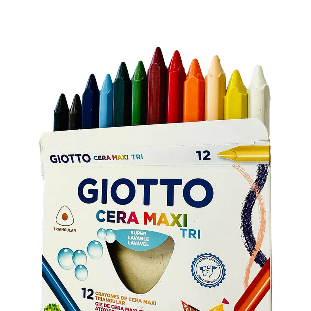Lápices de Cera Crayones Triangular Cera Maxi 12 Colores Giotto