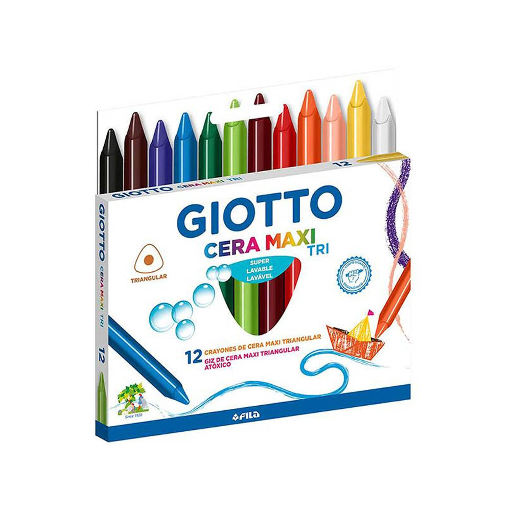Lápices de Cera Crayones Triangular Cera Maxi 12 Colores Giotto