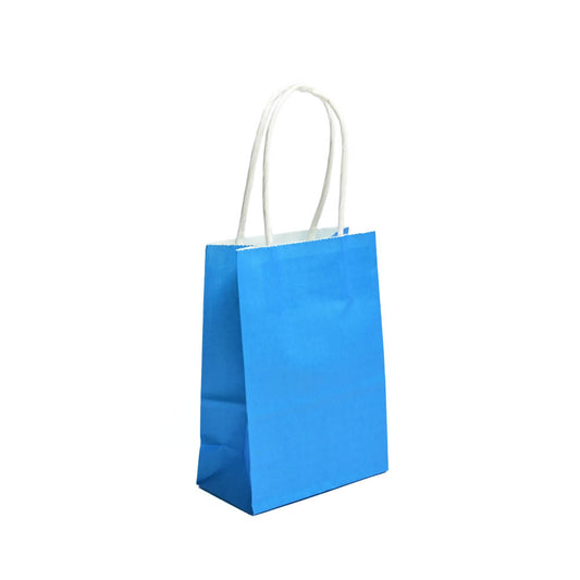 12 Bolsas Colores Kraft 11x14x6cm Boutique Cumpleaños con Asa Color: Azul