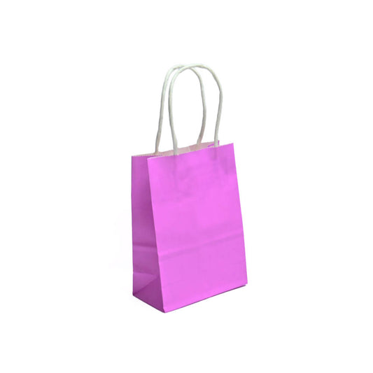 12 Bolsas Colores Kraft 11x14x6cm Boutique Cumpleaños con Asa Color: Morado