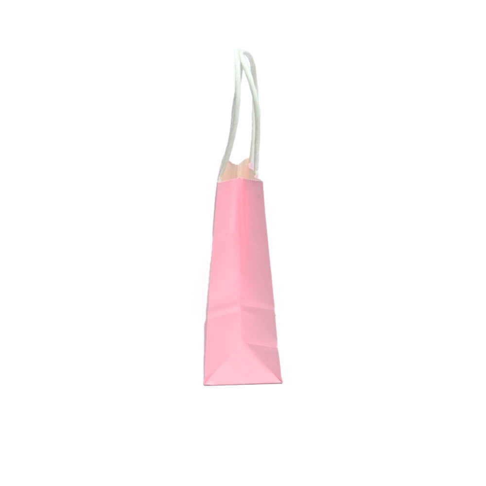 12 Bolsas Colores Kraft 11x14x6cm Boutique Cumpleaños con Asa Color: Rosa