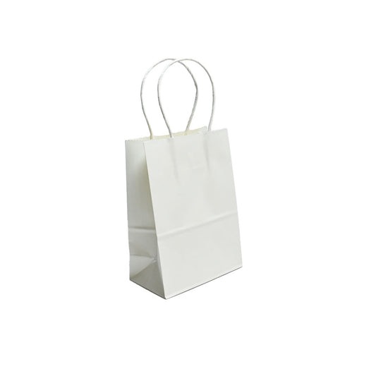 12 Bolsas Colores Kraft 12x15x6cm Boutique Cumpleaños con Asa Color: Blanco