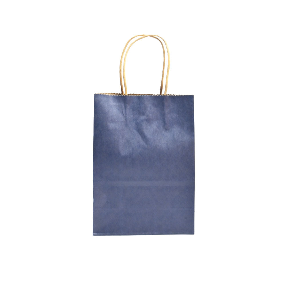 12 Bolsas Colores Kraft 16x21x8cm Boutique Cumpleaños con Asa Color: Azul Marino