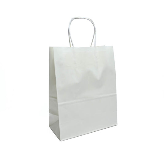 12 Bolsas Colores Kraft 21x27x11 cm Boutique Cumpleaños Color: Blanco