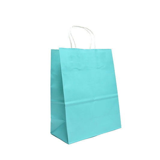 12 Bolsas Colores Kraft 21x27x11 cm Boutique Cumpleaños Color: Celeste