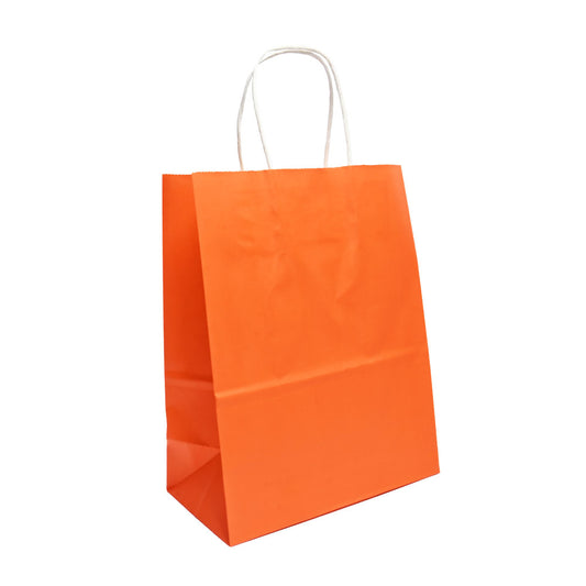 12 Bolsas Colores Kraft 21x27x11 cm Boutique Cumpleaños Color: Naranjo