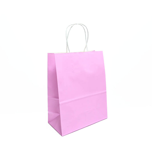 12 Bolsas Colores Kraft 21x27x11 cm Boutique Cumpleaños Color: Rosa