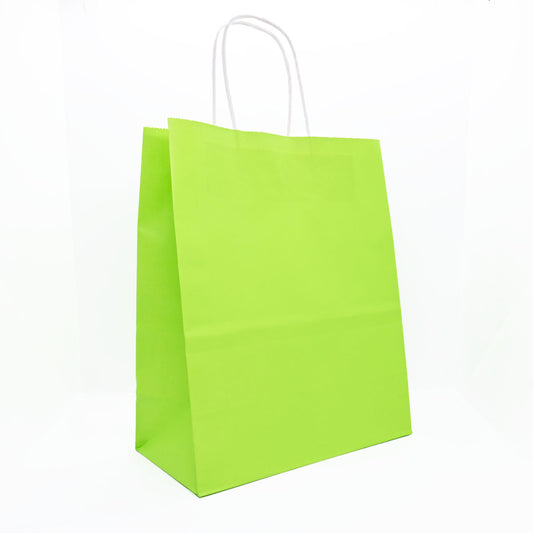 12 Bolsas Colores Kraft 22x27x11cm Boutique Cumpleaños Color: Verde