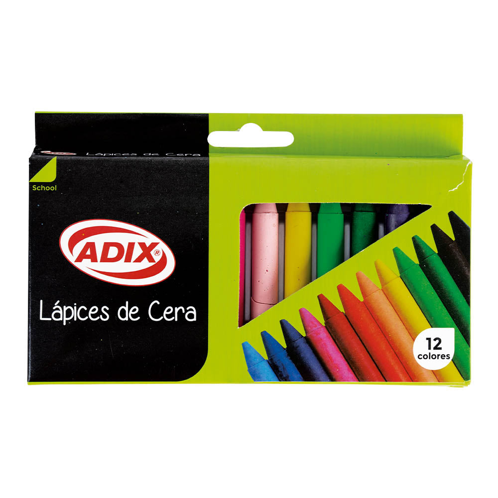 Lápices de Cera Adix 12 Colores Redondos