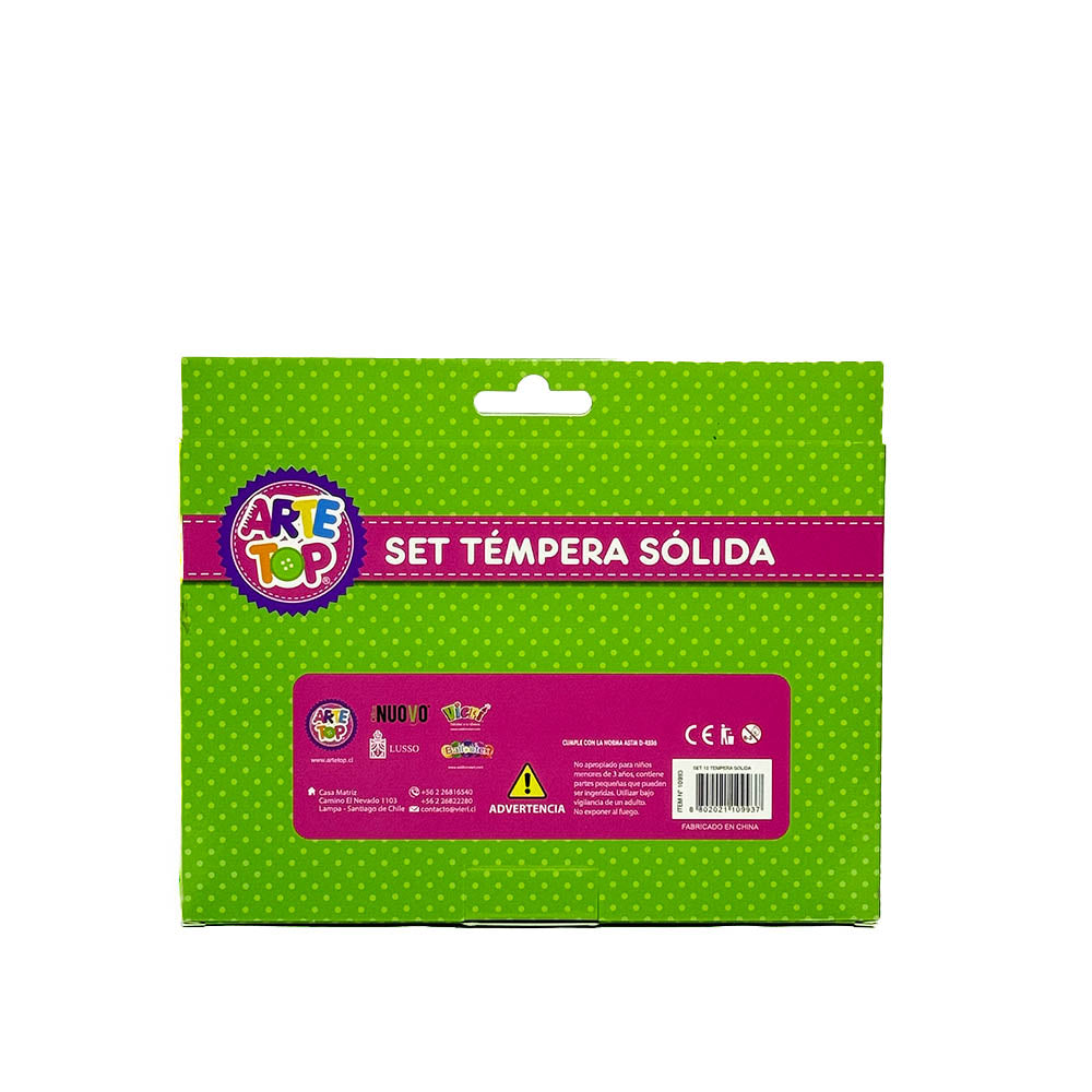 Témpera Sólida 12 Colores Artetop