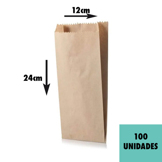 Saco Papel Kraft x100 1KG 24x12cm